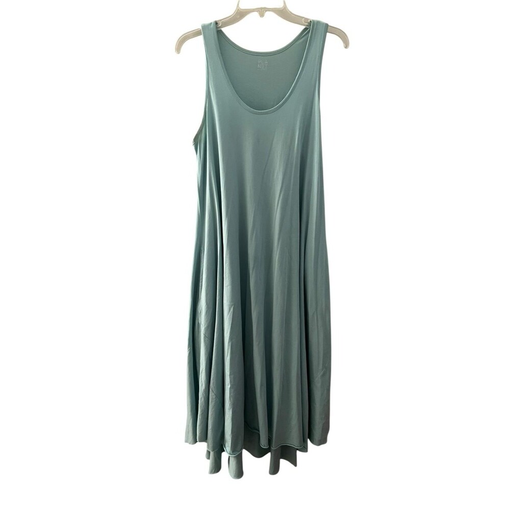 PLANET by Lauren G Waterfall Pima Cotton Tank Dress Pocket Sleeveless Lagenlook